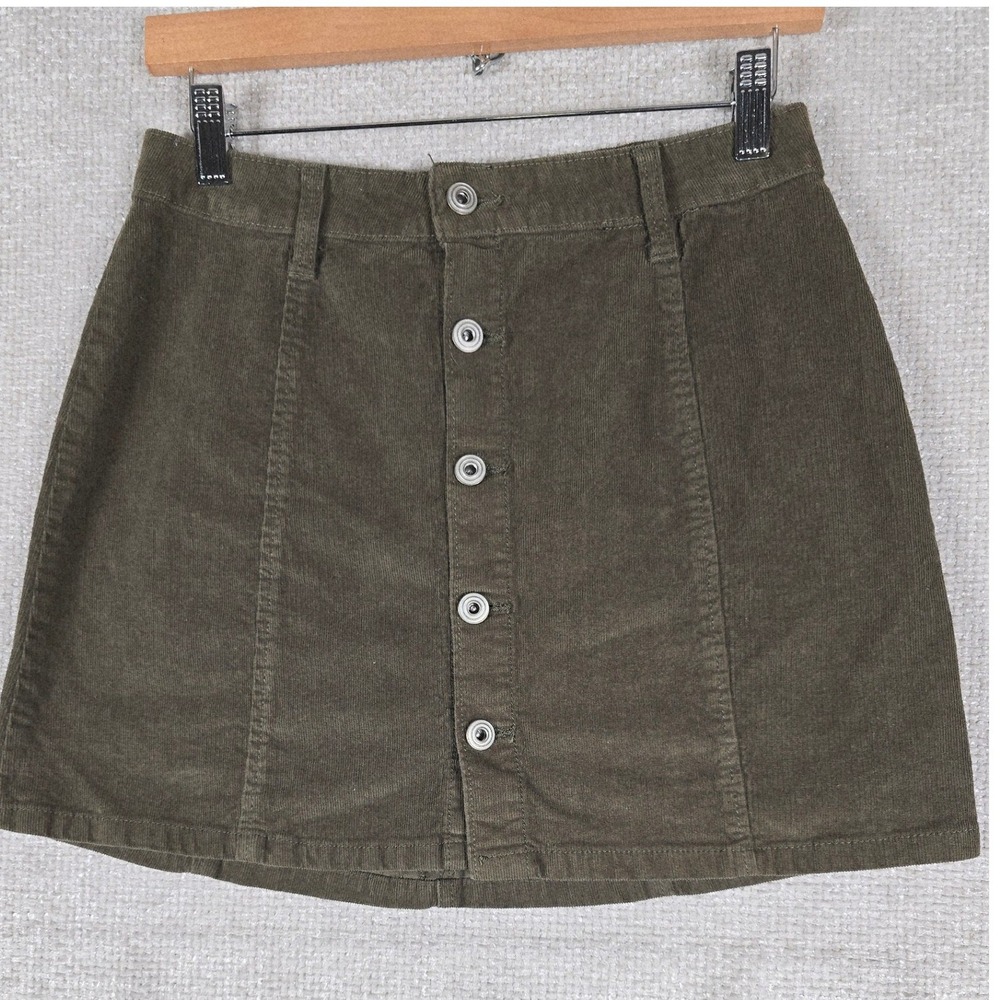 REgeneration Celebrity Pink Womens Olive Corduroy Button Front Mini Skirt 7